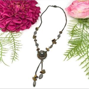 VINTAGE⚜️Tiger’s Eye Gemstone Beaded Necklace